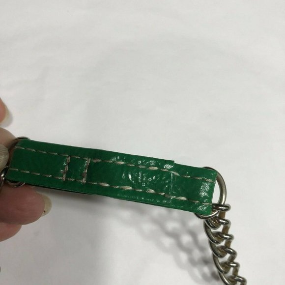 Target Green Faux Patent Leather Chain Strap Bi-fold Womens Wallet Clutch - Picture 9 of 12